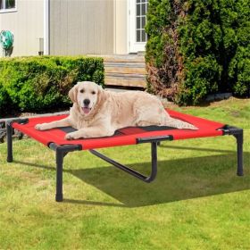 Heavy Duty Elevated Dog Cot – Breathable Oxford Fabric Pet Bed with Steel Frame (Red, 36") (Color: Red)