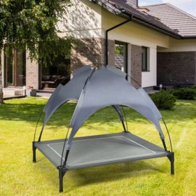 35.5inch X 32 Inch Dog Bed With UV Resistant Canopy (Option: Gray)