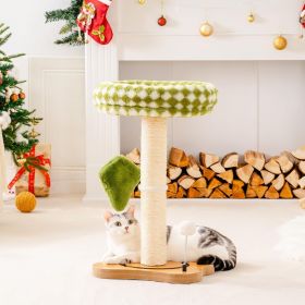 Mewoo Cat Scratching Post & Bed – 2-in-1 Small Cat Tower with Sisal Scratcher and Ball Track Toys (Green, Medium) (Option: WP125)