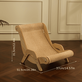 Natural Wood Durable Sisal Cat Hammock with Scratching Board – Multifunctional Indoor Cat Furniture, Ergonomic Lounger for Rest, Play & Scratching. (size: small)